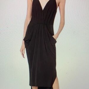 BCBGeneration Black Draped Hi-lo Midi Dress Sz M. NWT